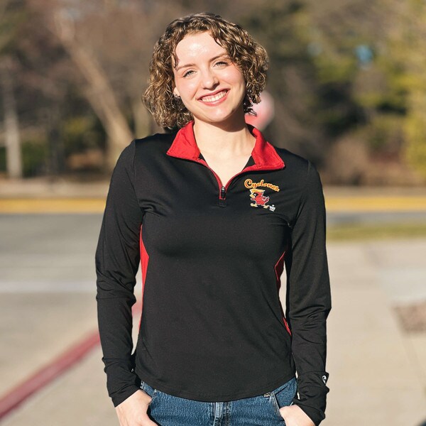 Champion Women's Cyclones Pennant Cy Black 1/4-Zip Long Sleeve